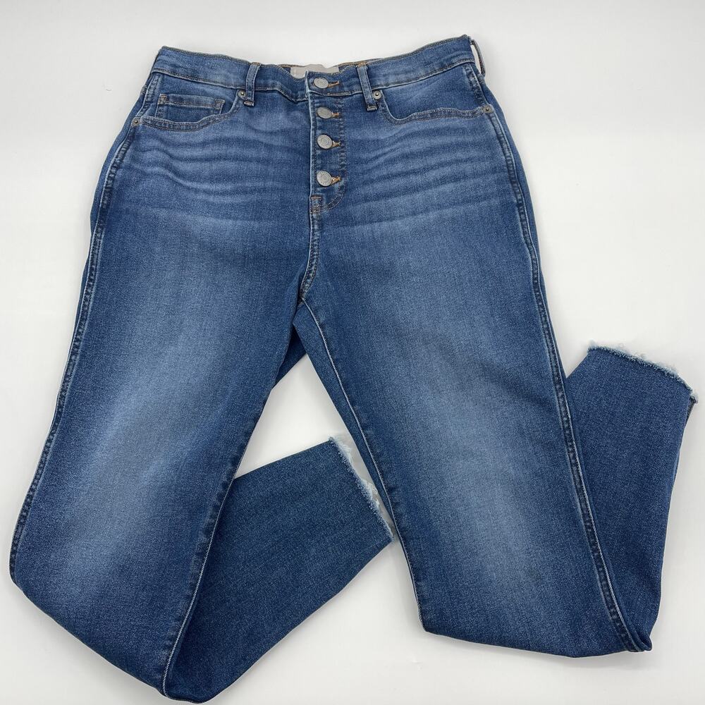 EVERLANE Vintage Skinny Jeans Womens Size 29 Button Fly Blue Stretch Ankle Denim
